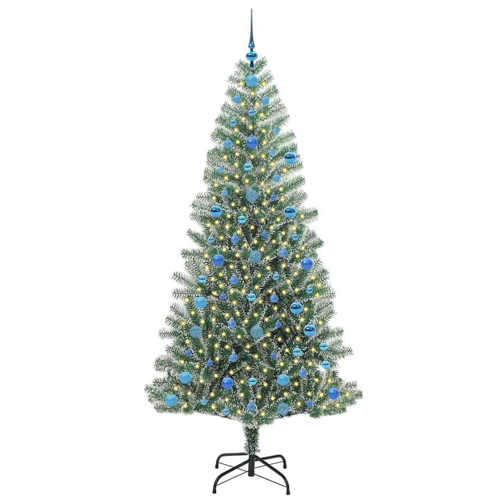 Kunstig Julesekk Snø Flocket med LED Lys Grønn og hvit 210 cm