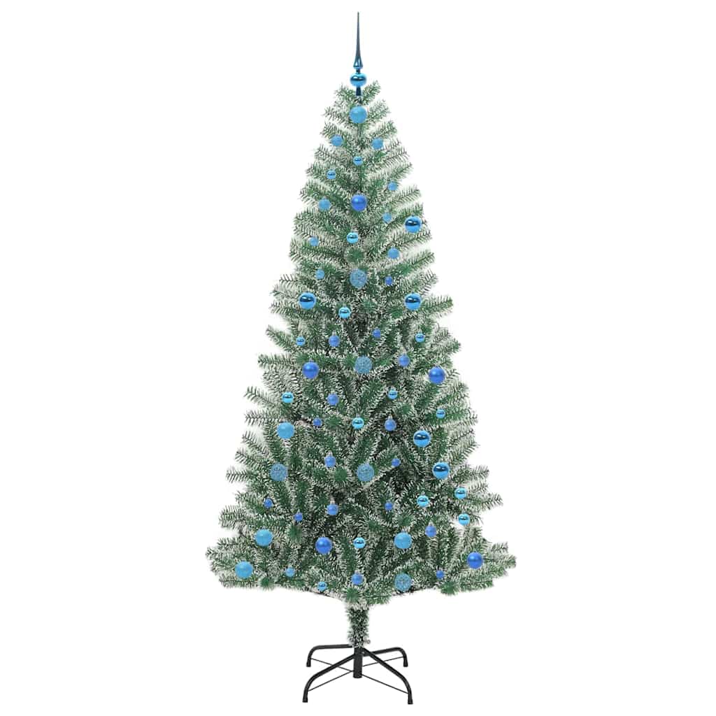 Kunstig Julesekk Snø Flocket med LED Lys Grønn og hvit 210 cm