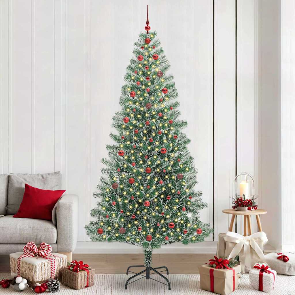 Kunstig Julesekk Snø Flocket med LED Lys Grønn og hvit 240 cm