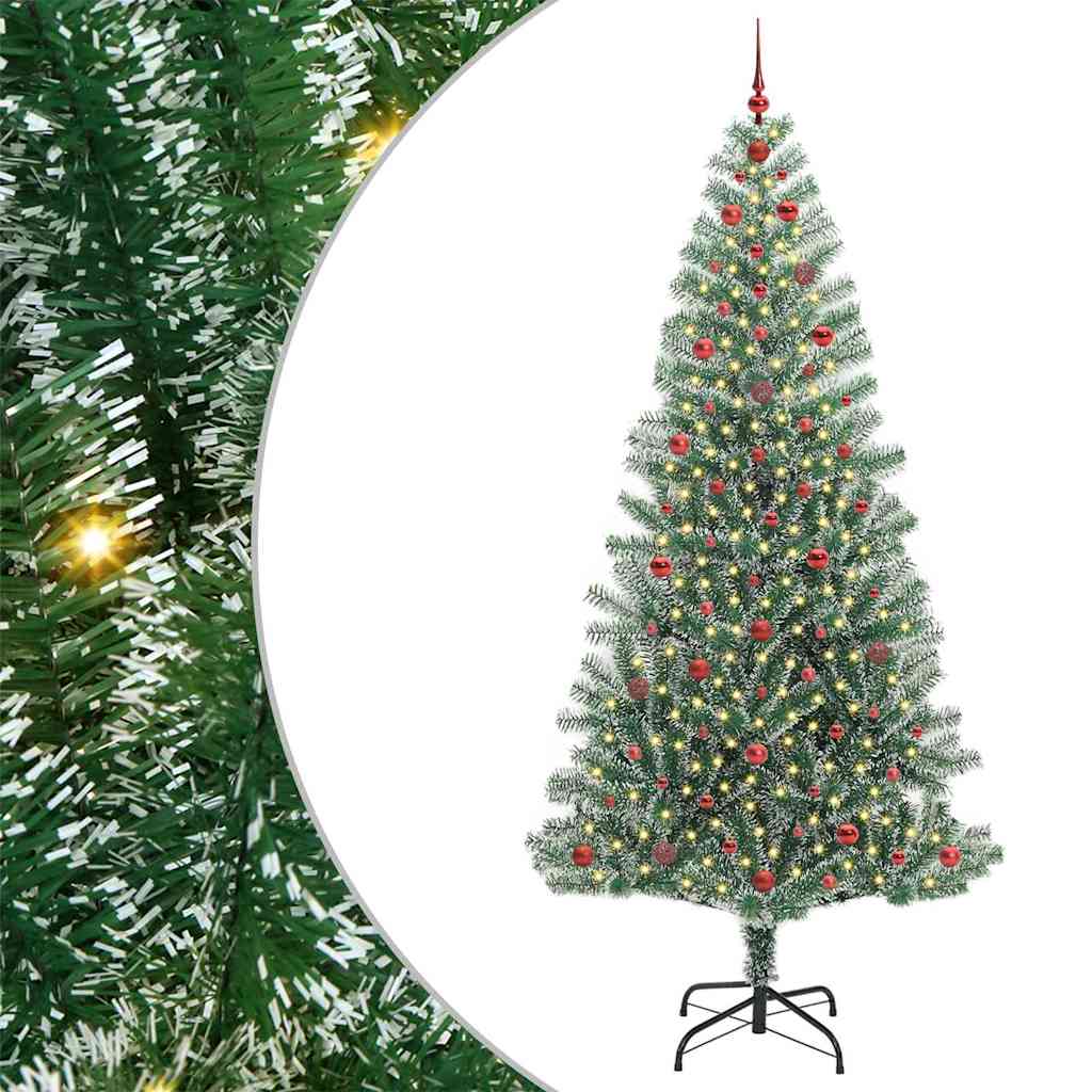 Kunstig Julesekk Snø Flocket med LED Lys Grønn og hvit 240 cm