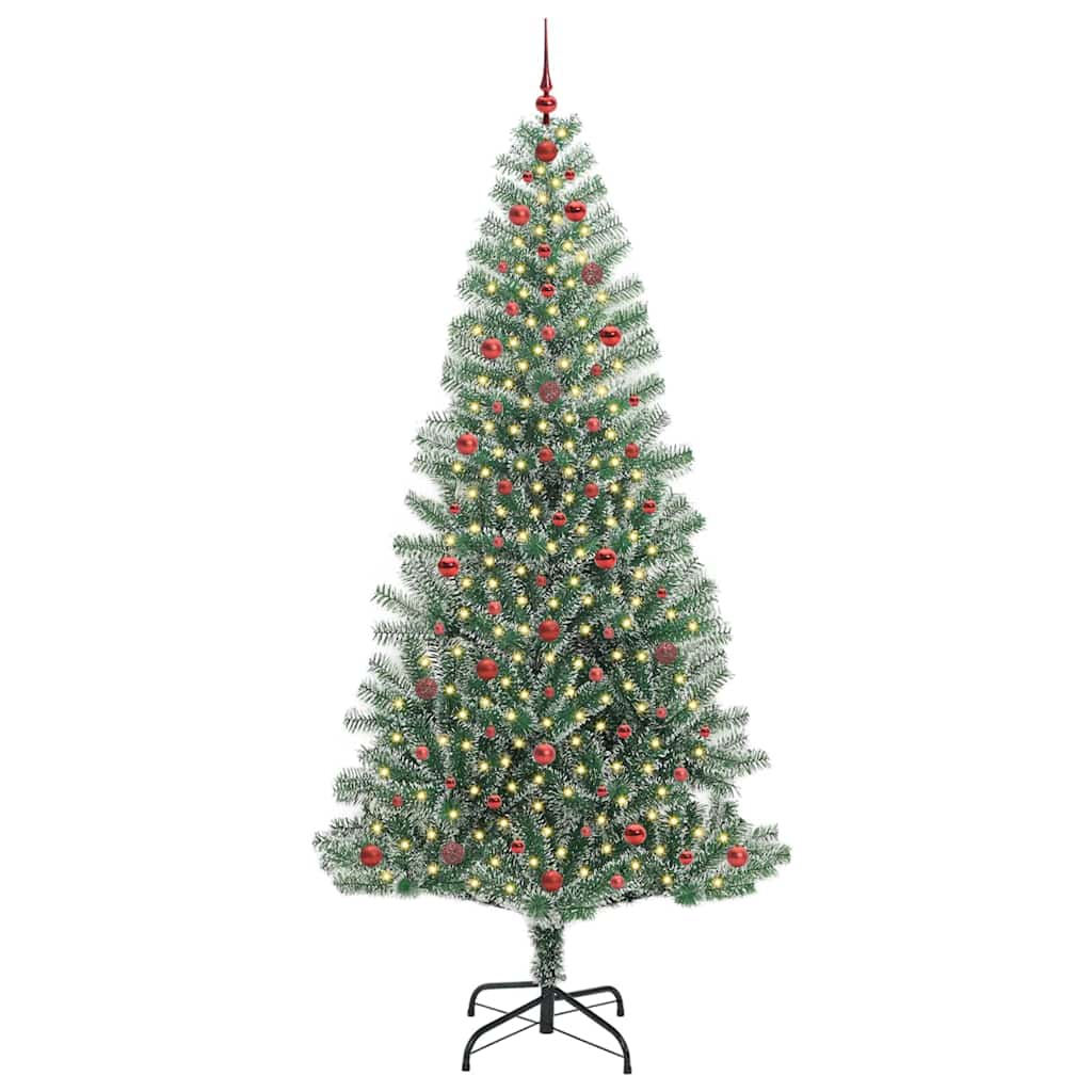Kunstig Julesekk Snø Flocket med LED Lys Grønn og hvit 240 cm