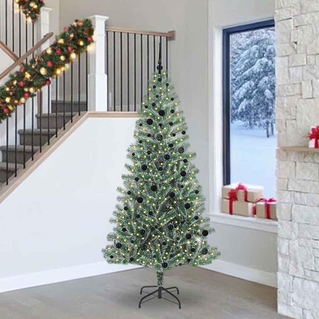 Kunstig Julesekk Snø Flocket med LED Lys Grønn og hvit 240 cm