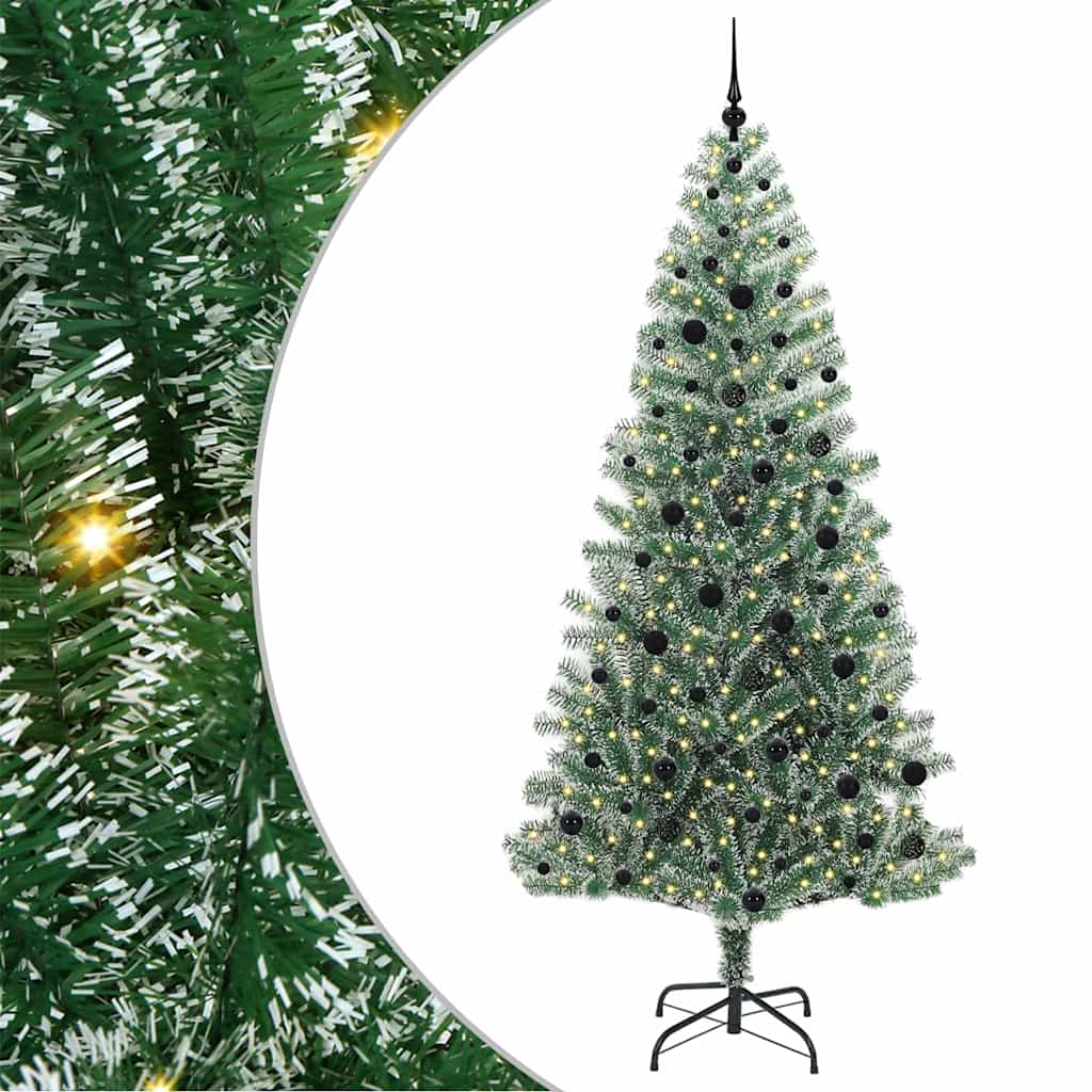 Kunstig Julesekk Snø Flocket med LED Lys Grønn og hvit 240 cm