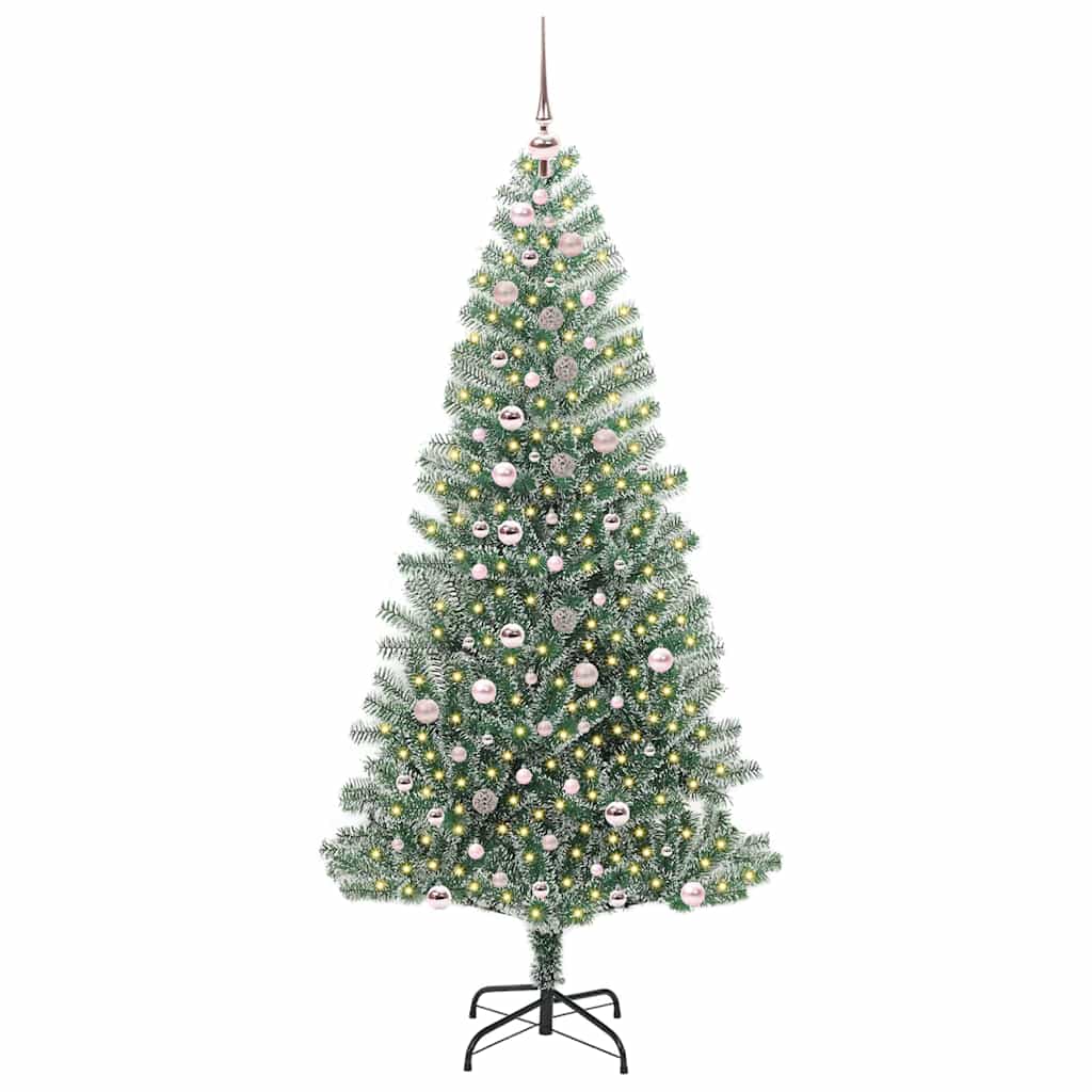 Kunstig Julesekk Snø Flocket med LED Lys Grønn og hvit 240 cm
