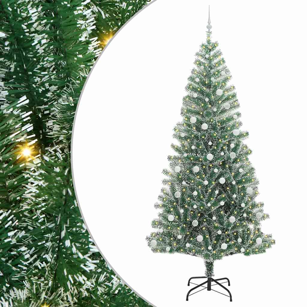 Kunstig Julesekk Snø Flocket med LED Lys Grønn og hvit 240 cm