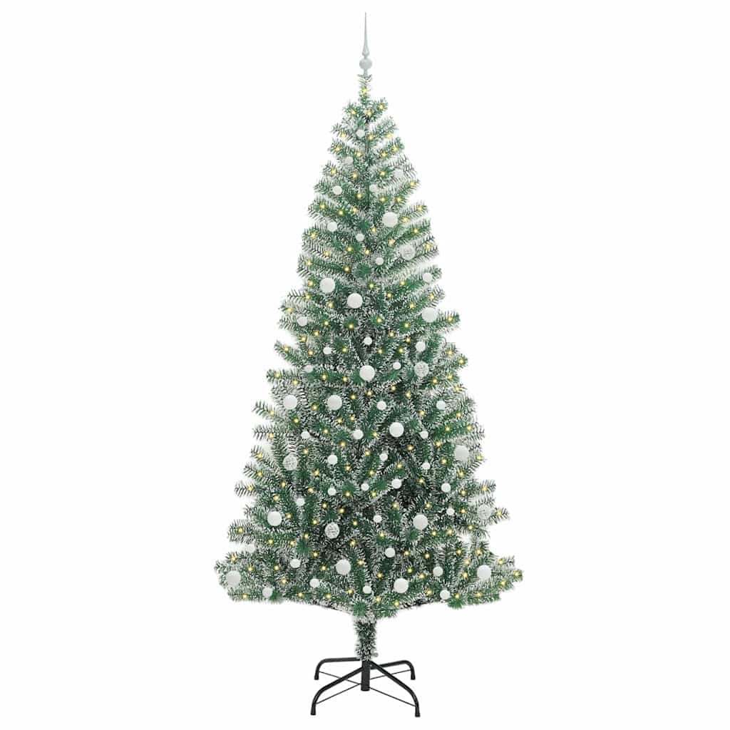 Kunstig Julesekk Snø Flocket med LED Lys Grønn og hvit 240 cm