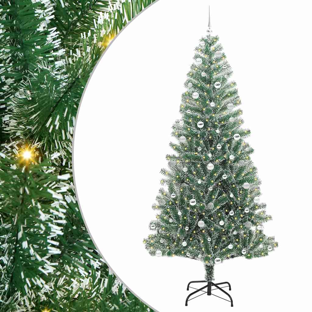 Kunstig Julesekk Snø Flocket med LED Lys Grønn og hvit 240 cm