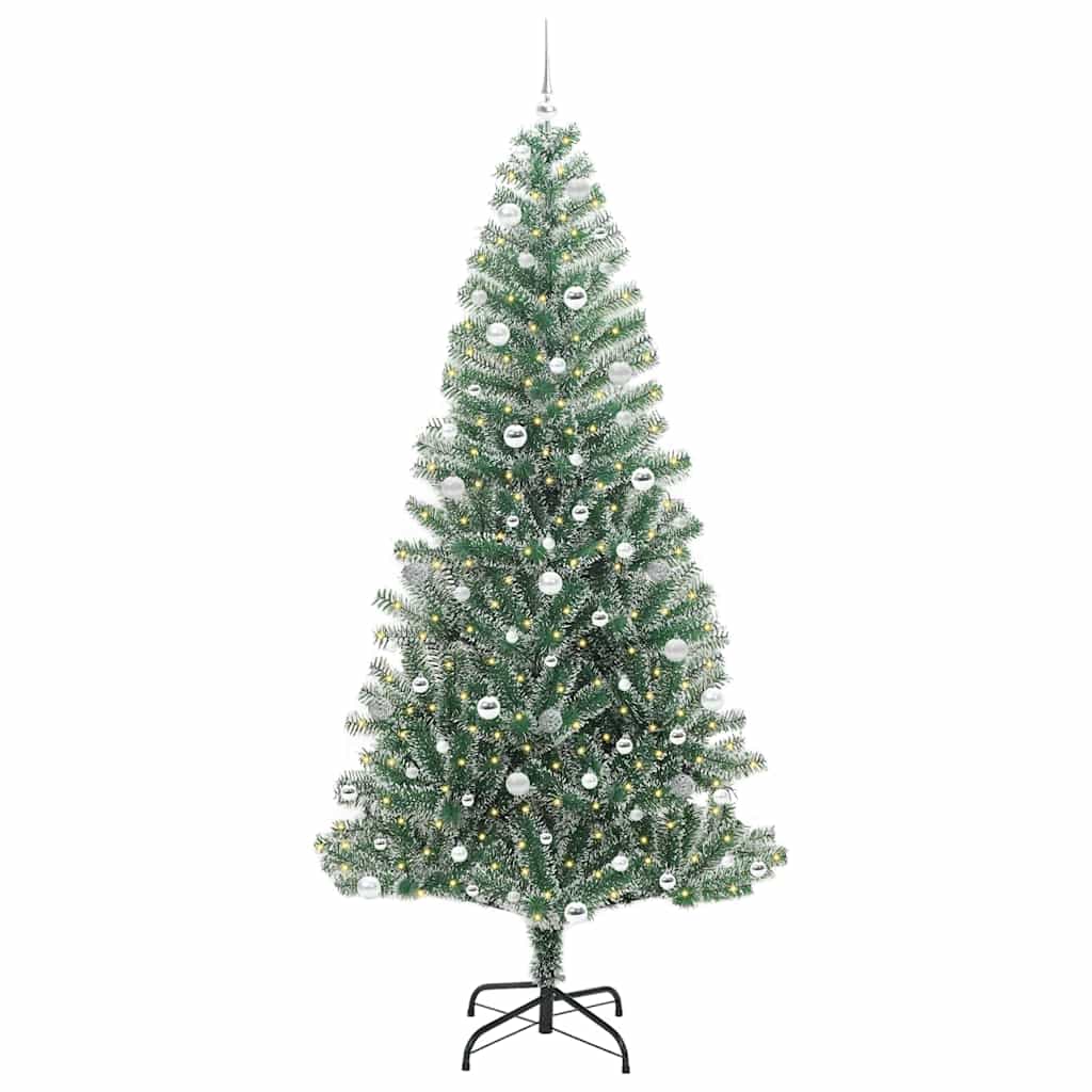 Kunstig Julesekk Snø Flocket med LED Lys Grønn og hvit 240 cm