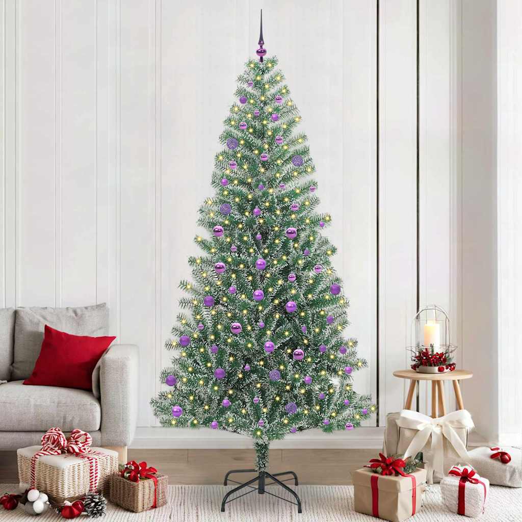 Kunstig Julesekk Snø Flocket med LED Lys Grønn og hvit 240 cm