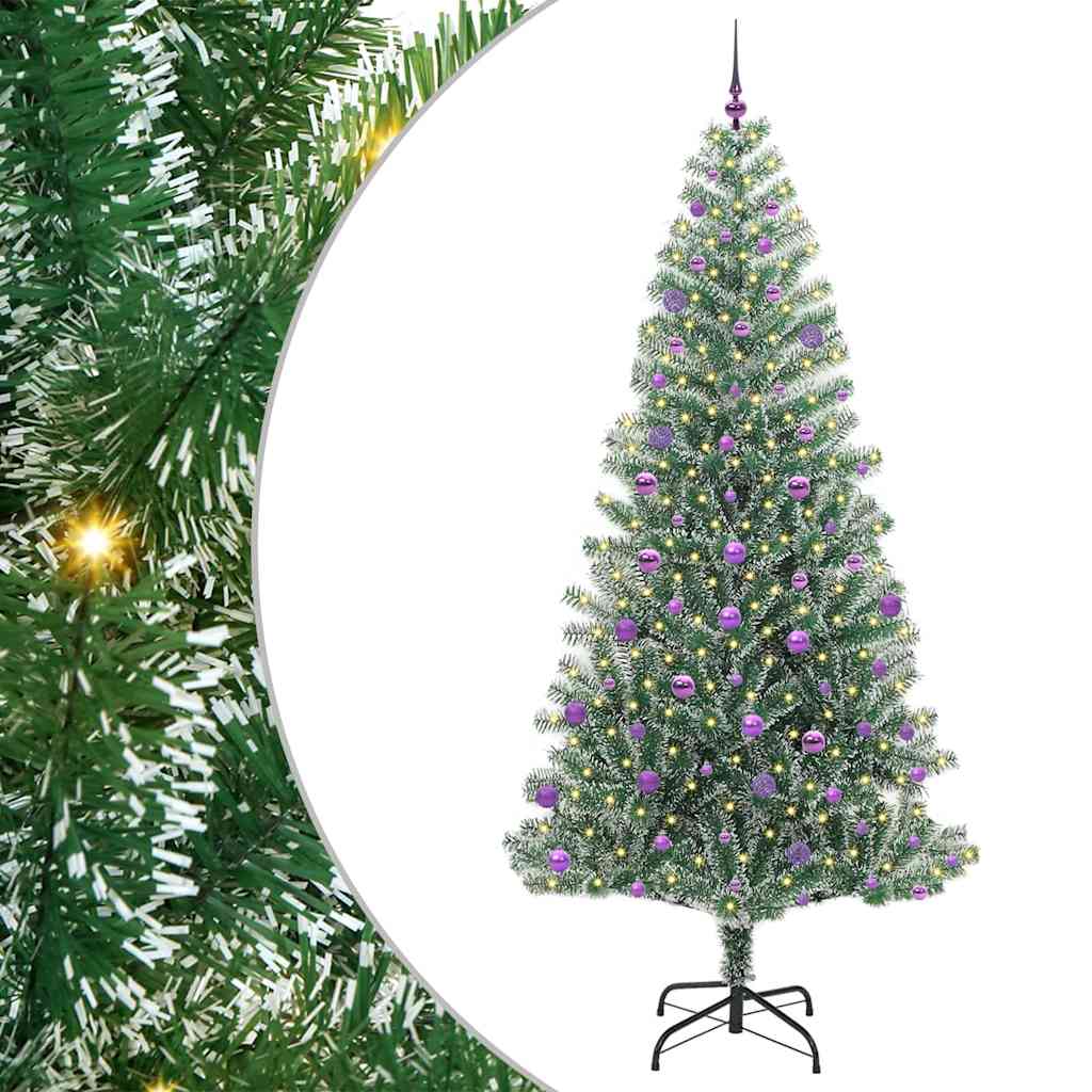 Kunstig Julesekk Snø Flocket med LED Lys Grønn og hvit 240 cm