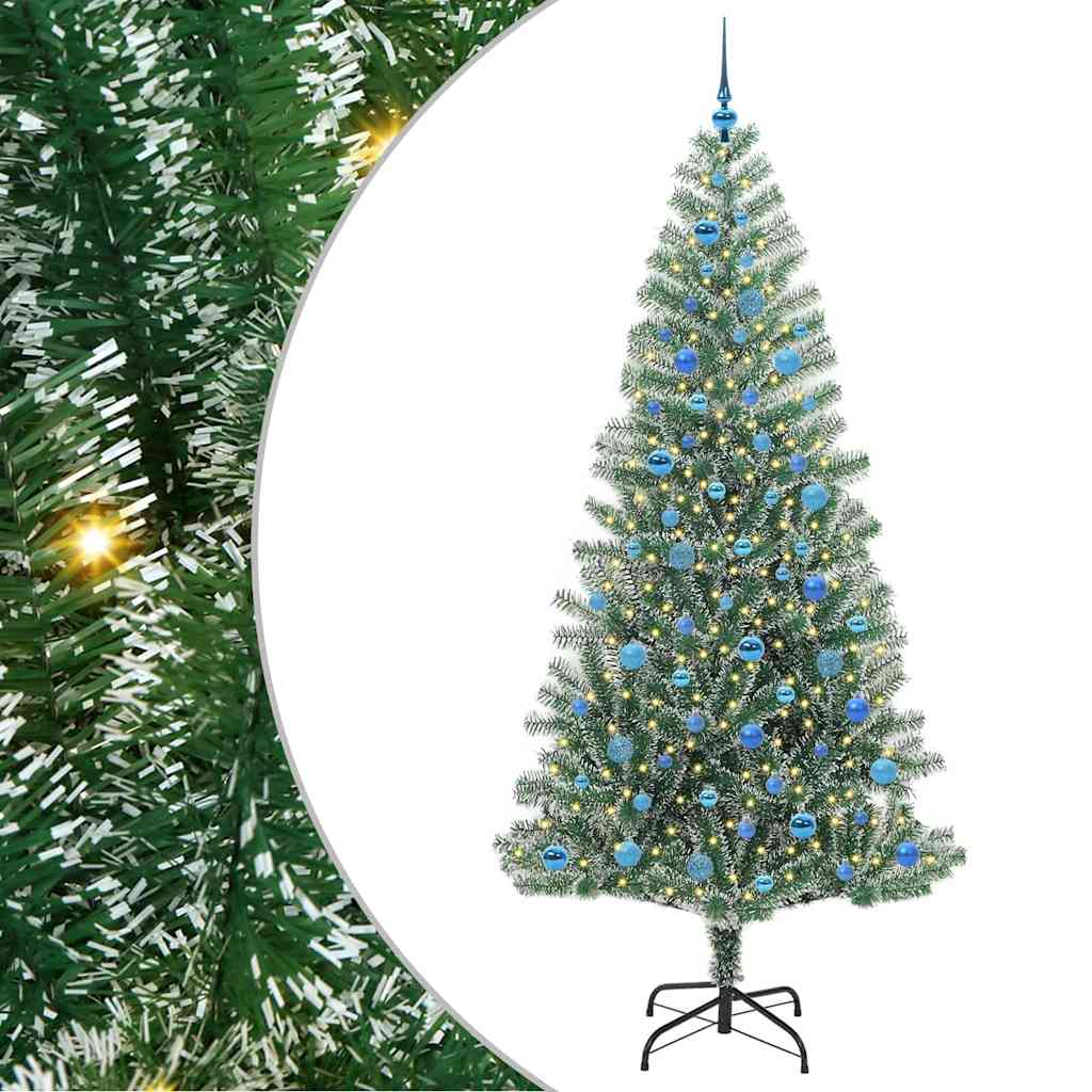 Kunstig Julesekk Snø Flocket med LED Lys Grønn og hvit 240 cm