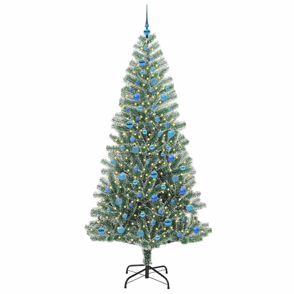 Kunstig Julesekk Snø Flocket med LED Lys Grønn og hvit 240 cm