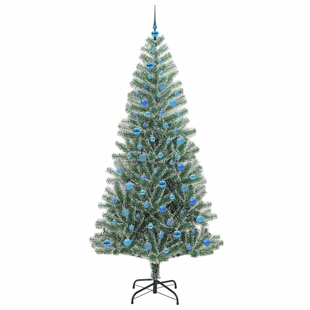 Kunstig Julesekk Snø Flocket med LED Lys Grønn og hvit 240 cm