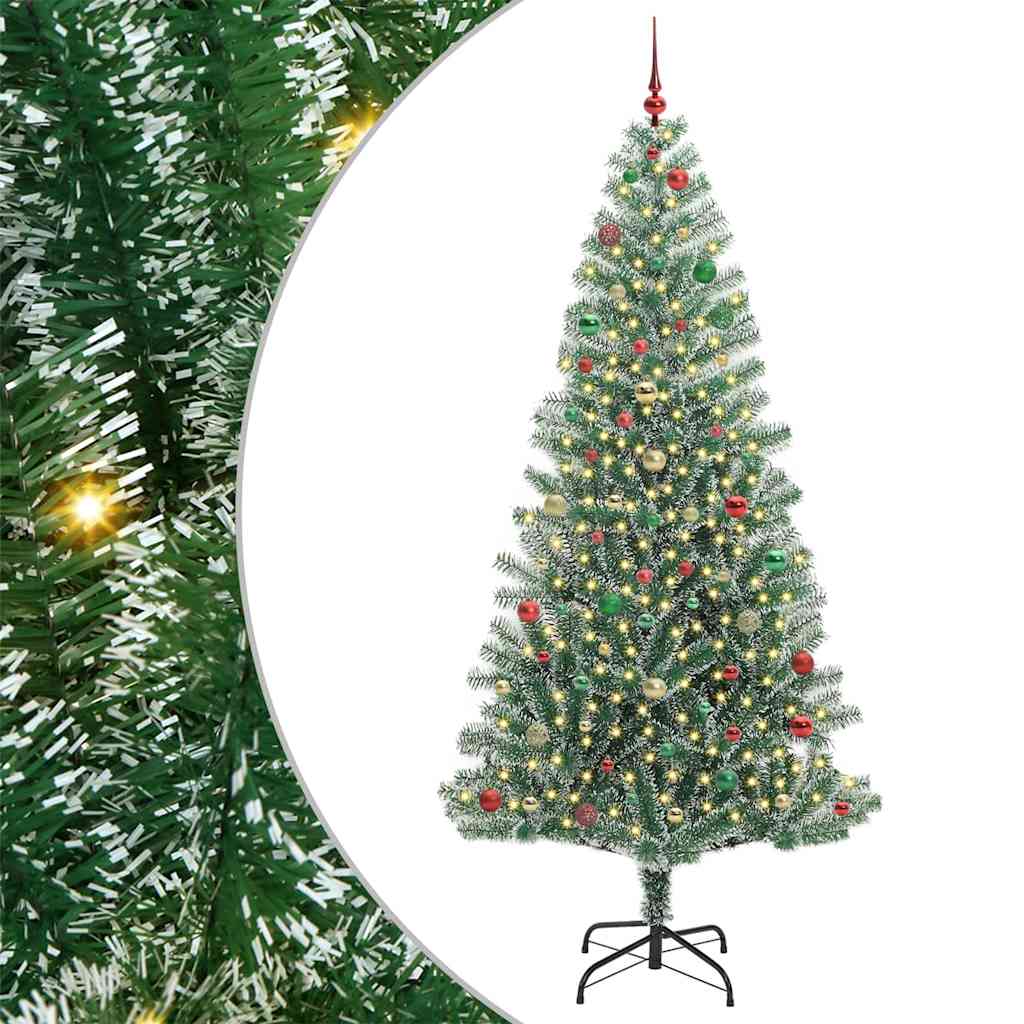 Kunstig Julesekk Snø Flocket med LED Lys Grønn og hvit 240 cm