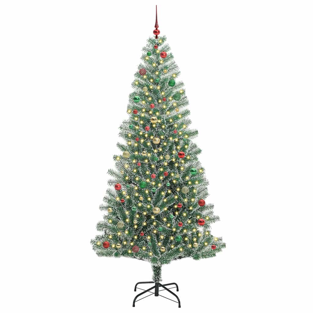 Kunstig Julesekk Snø Flocket med LED Lys Grønn og hvit 240 cm