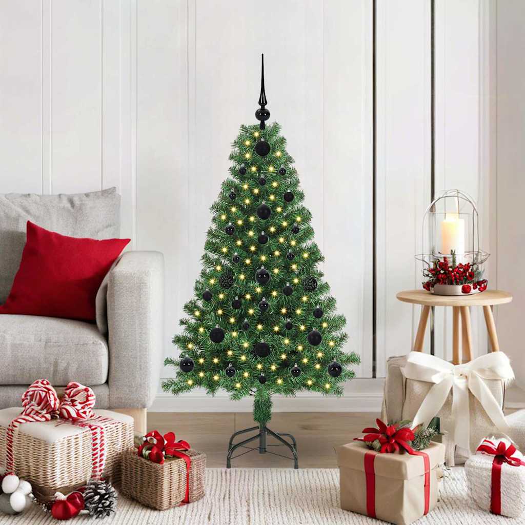 Kunstig juletre med 150 LED grønn 120 cm PVC og Stål og Plast