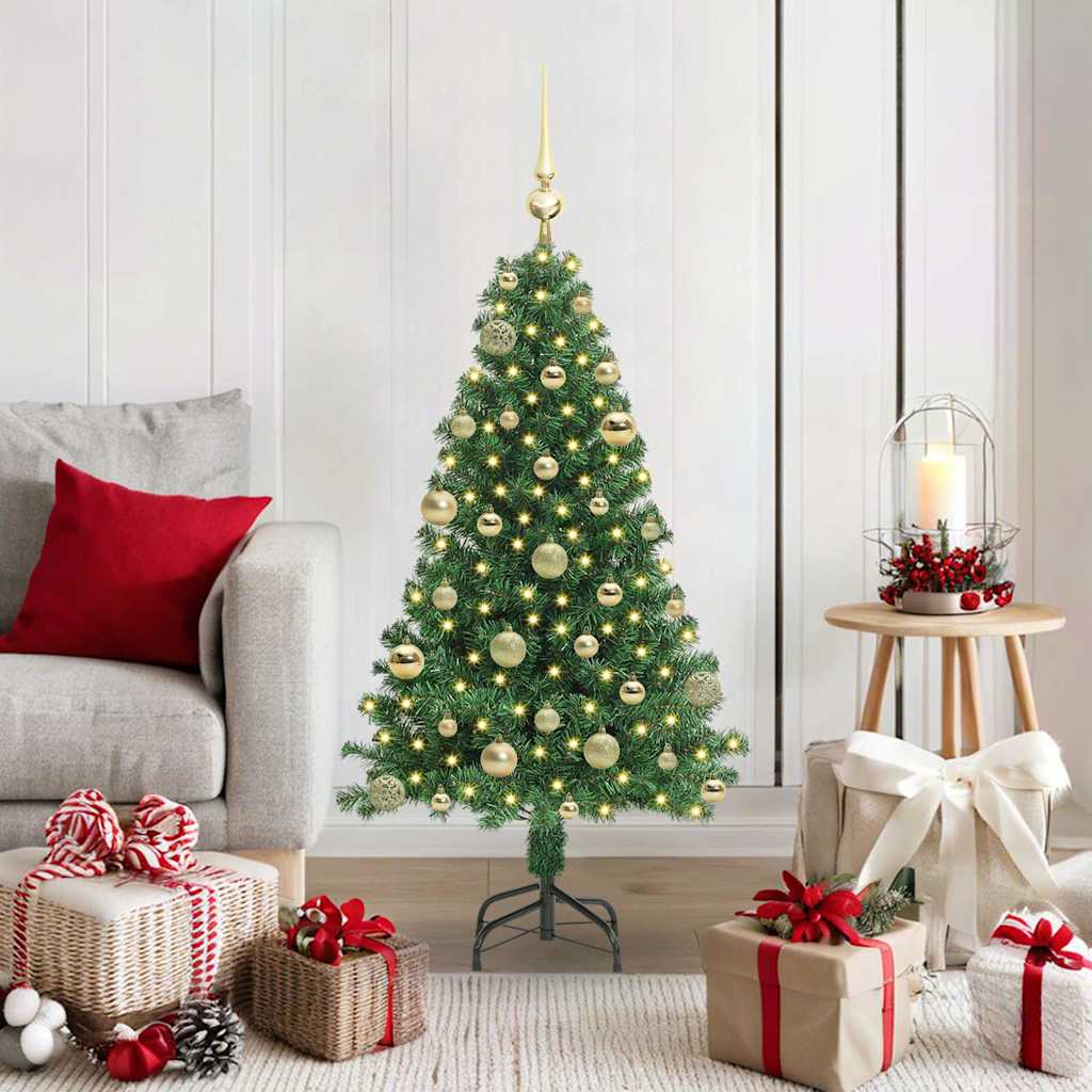 Kunstig juletre med 150 LED grønn 120 cm PVC og Stål og Plast