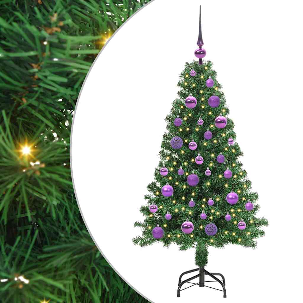 Kunstig juletre med 150 LED grønn 120 cm PVC og Stål og Plast
