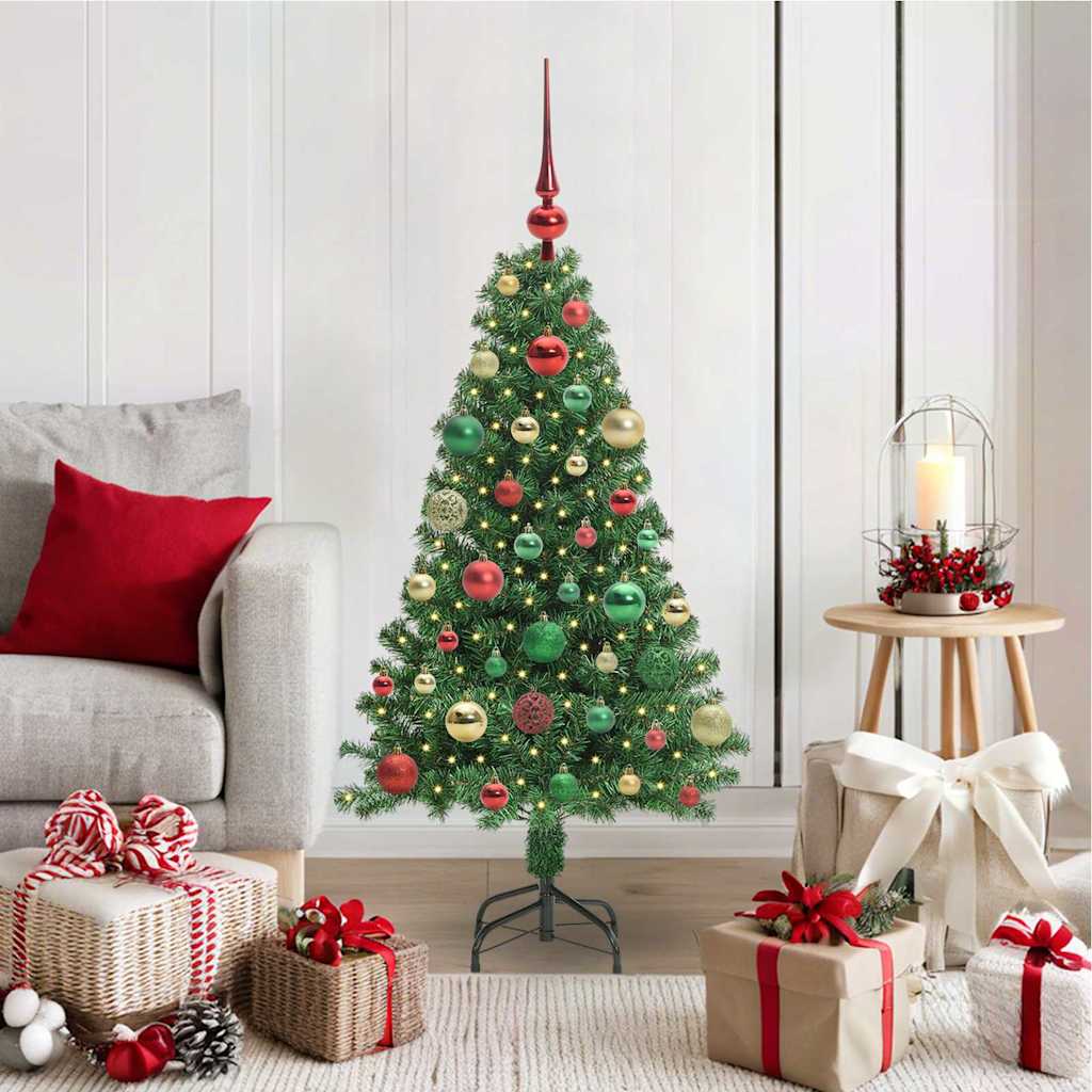 Kunstig juletre med 150 LED grønn 120 cm PVC og Stål og Plast