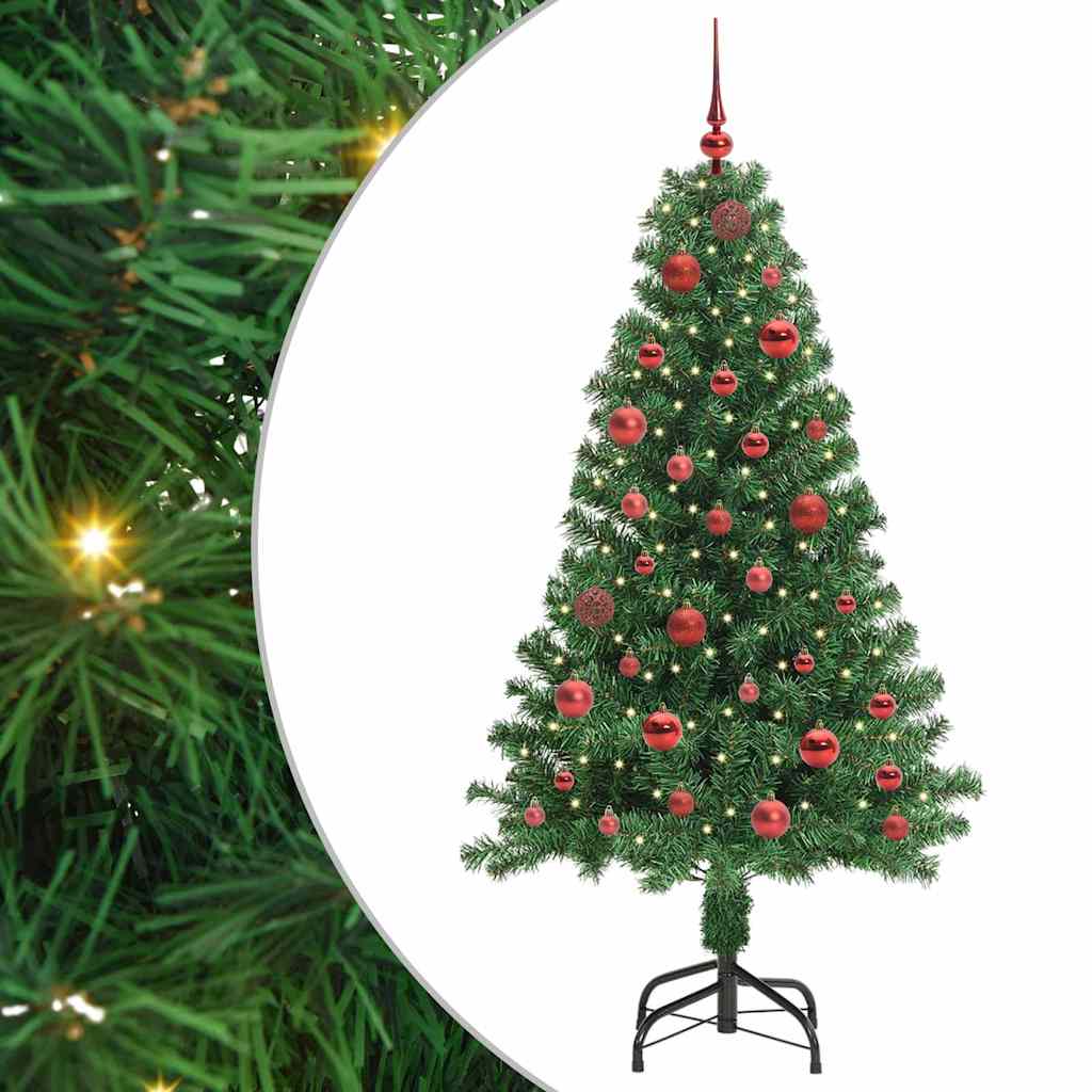 Kunstig juletre med 150 LED grønn 150 cm PVC og Stål og Plast
