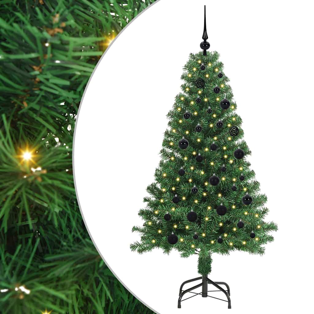 Kunstig juletre med 150 LED grønn 150 cm PVC og Stål og Plast