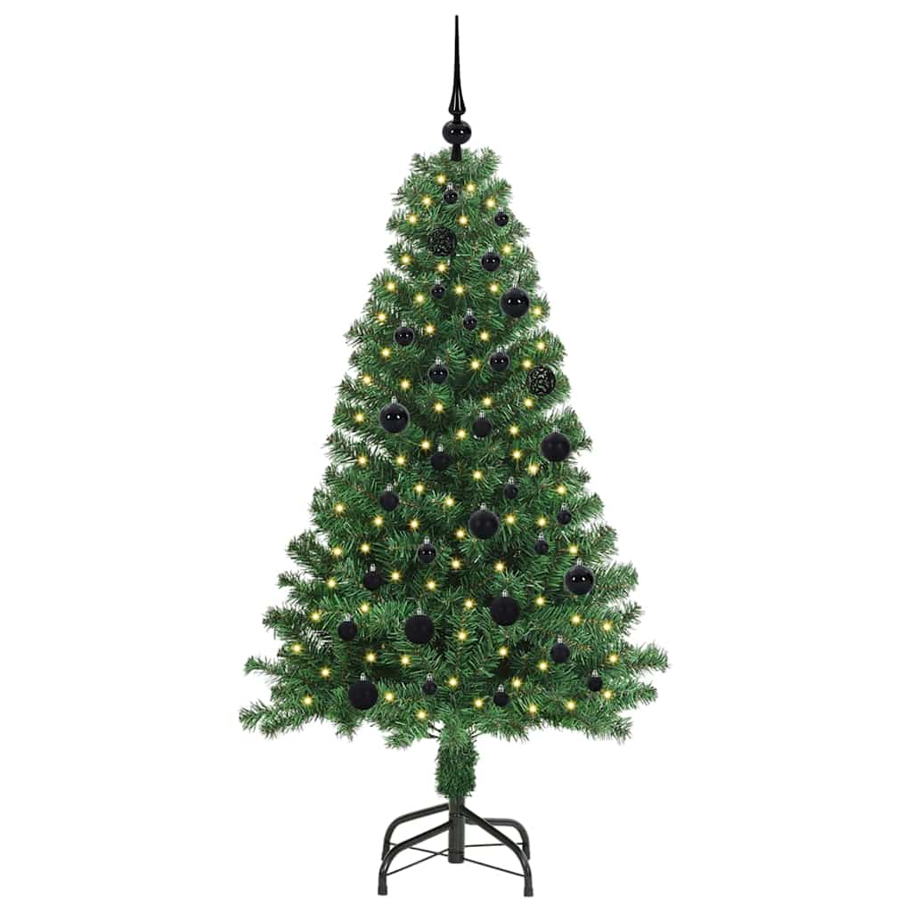 Kunstig juletre med 150 LED grønn 150 cm PVC og Stål og Plast