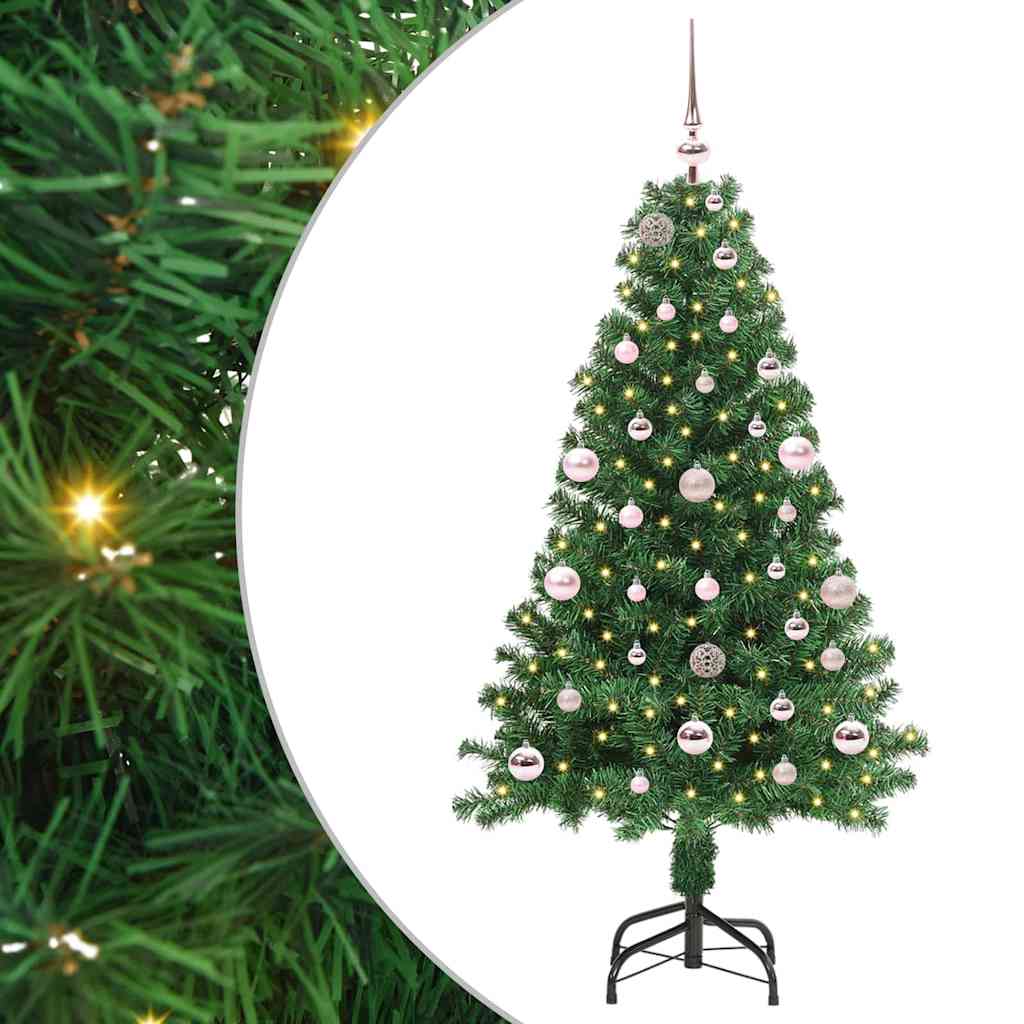 Kunstig juletre med 150 LED grønn 150 cm PVC og Stål og Plast