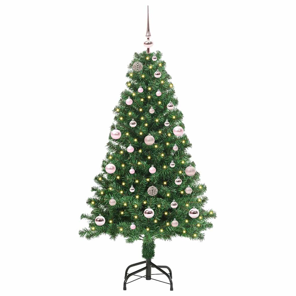 Kunstig juletre med 150 LED grønn 150 cm PVC og Stål og Plast