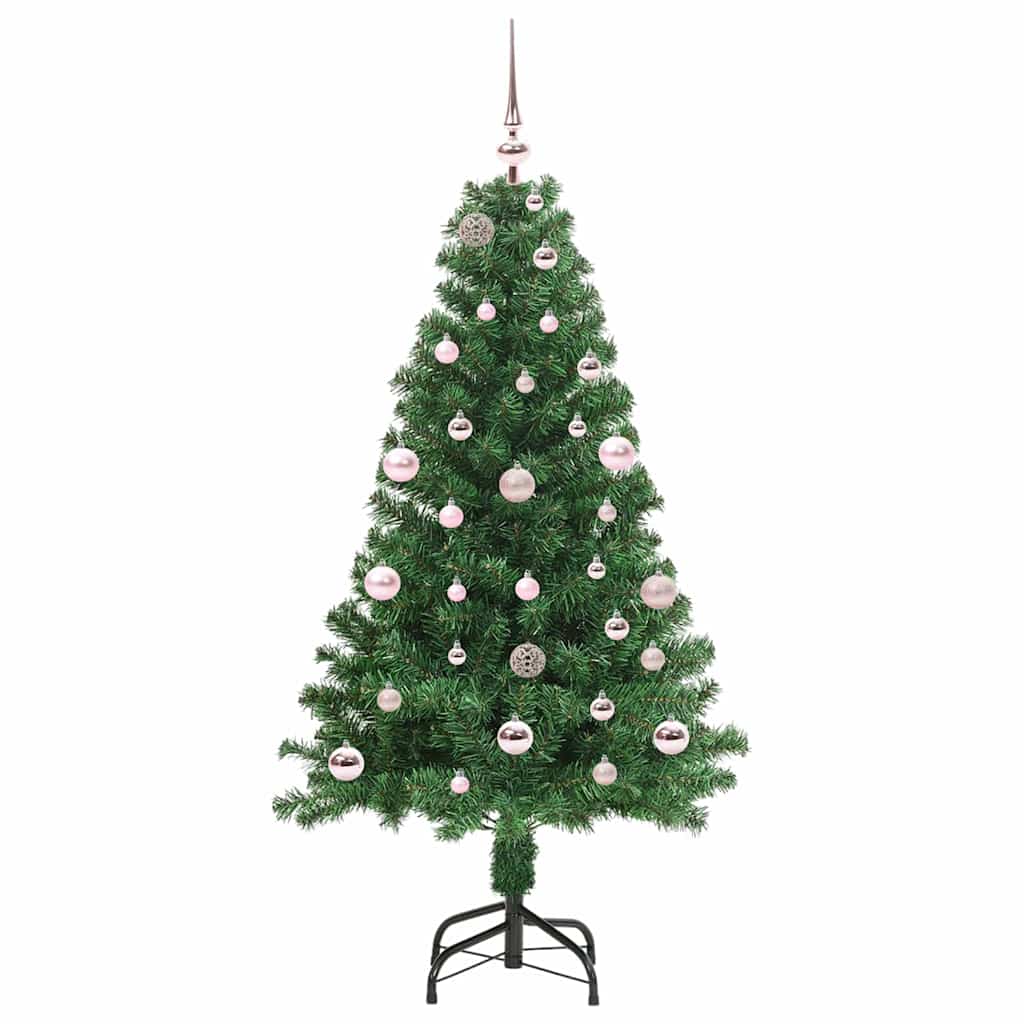 Kunstig juletre med 150 LED grønn 150 cm PVC og Stål og Plast