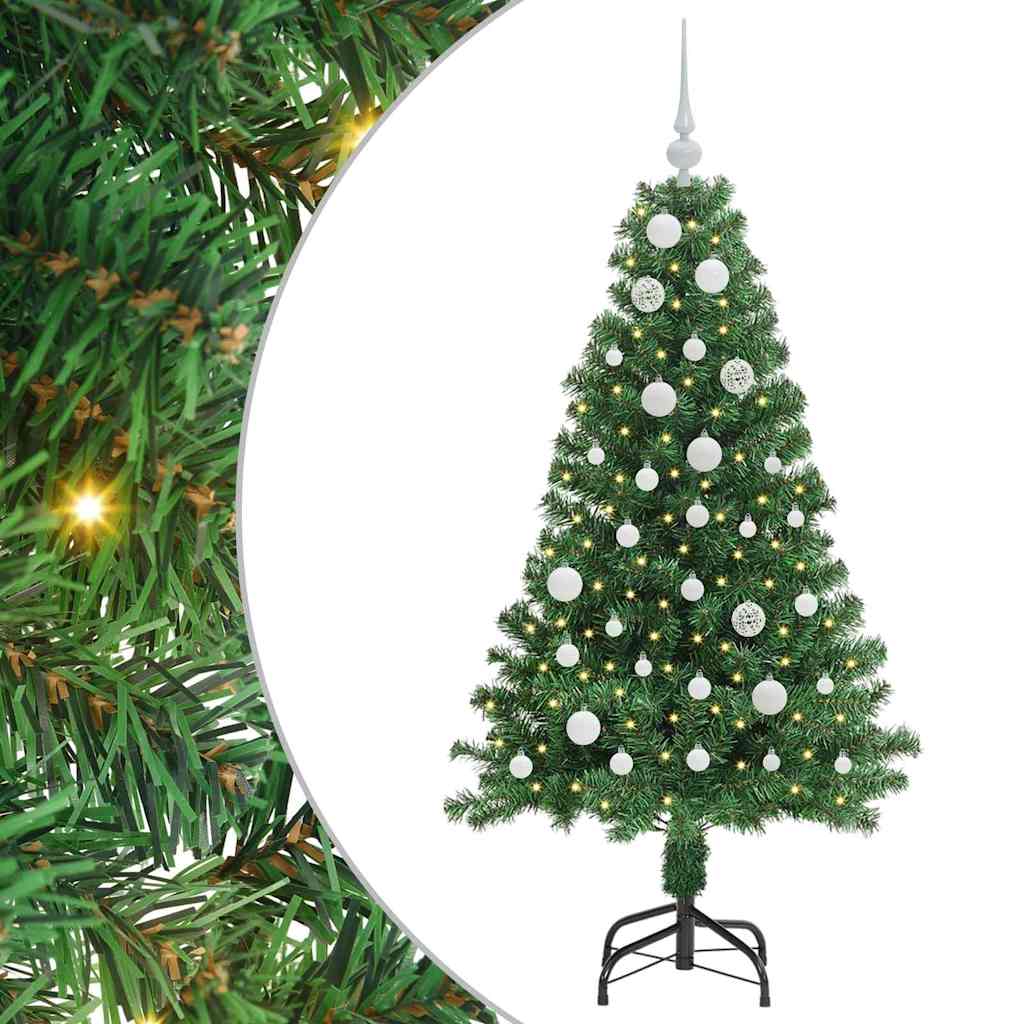 Kunstig juletre med 150 LED grønn 150 cm PVC og Stål og Plast