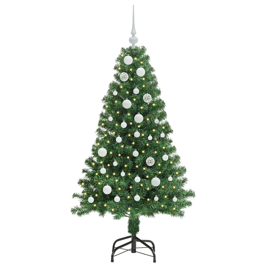 Kunstig juletre med 150 LED grønn 150 cm PVC og Stål og Plast