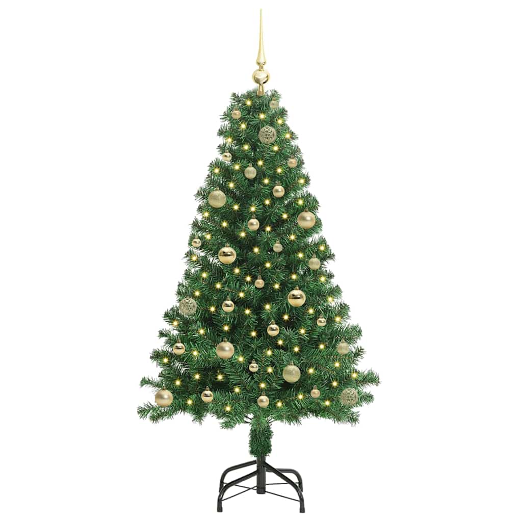 Kunstig juletre med 150 LED grønn 150 cm PVC og Stål og Plast