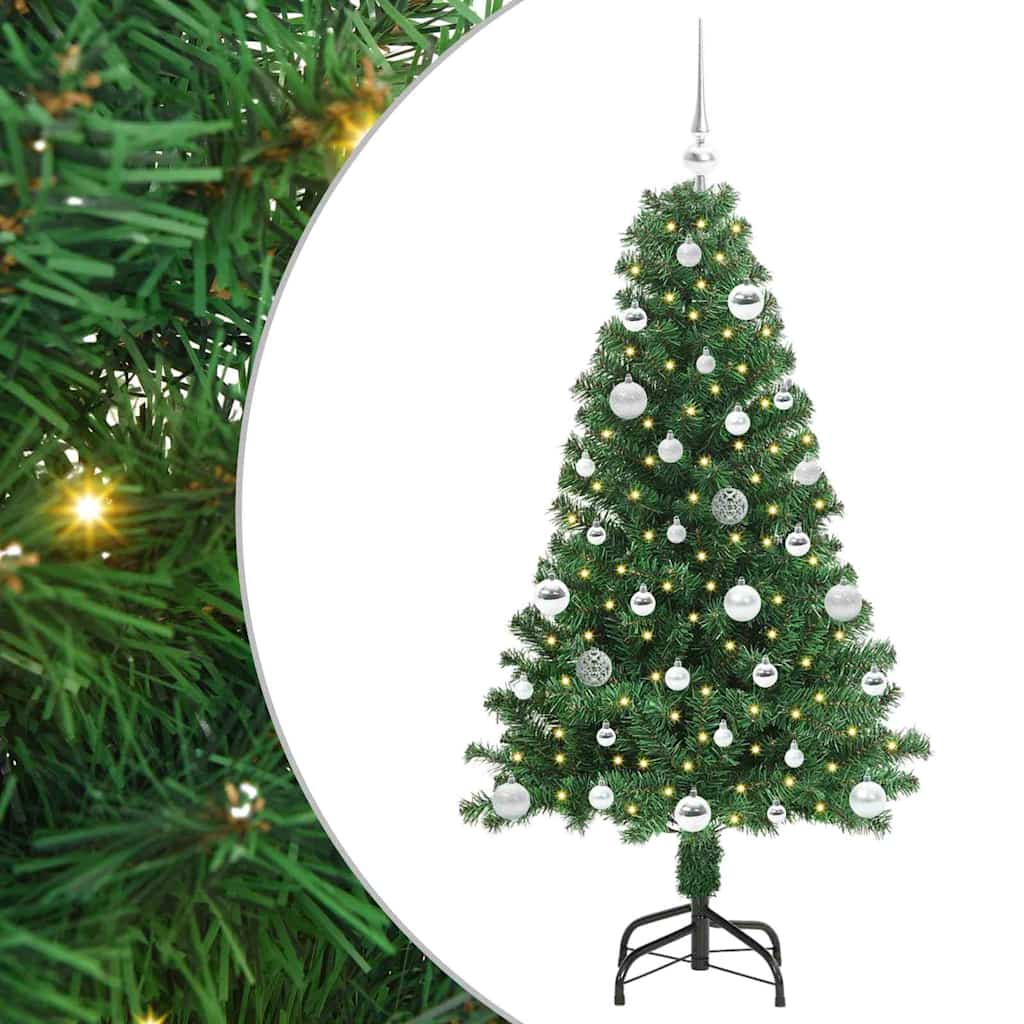 Kunstig juletre med 150 LED grønn 150 cm PVC og Stål og Plast