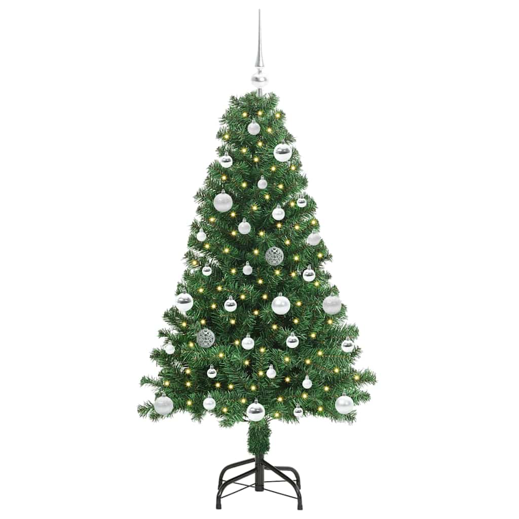 Kunstig juletre med 150 LED grønn 150 cm PVC og Stål og Plast