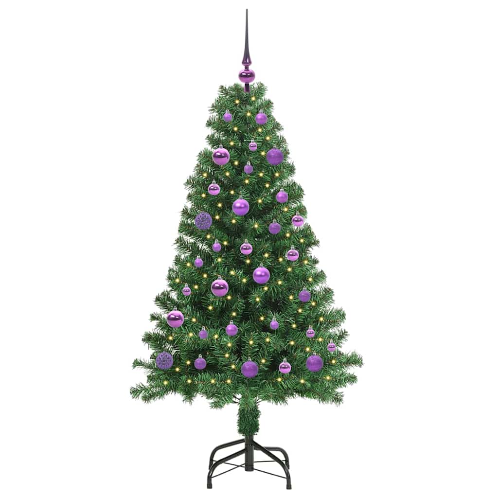 Kunstig juletre med 150 LED grønn 150 cm PVC og Stål og Plast