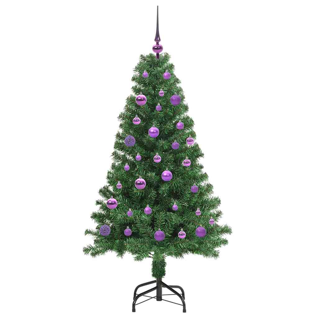 Kunstig juletre med 150 LED grønn 150 cm PVC og Stål og Plast