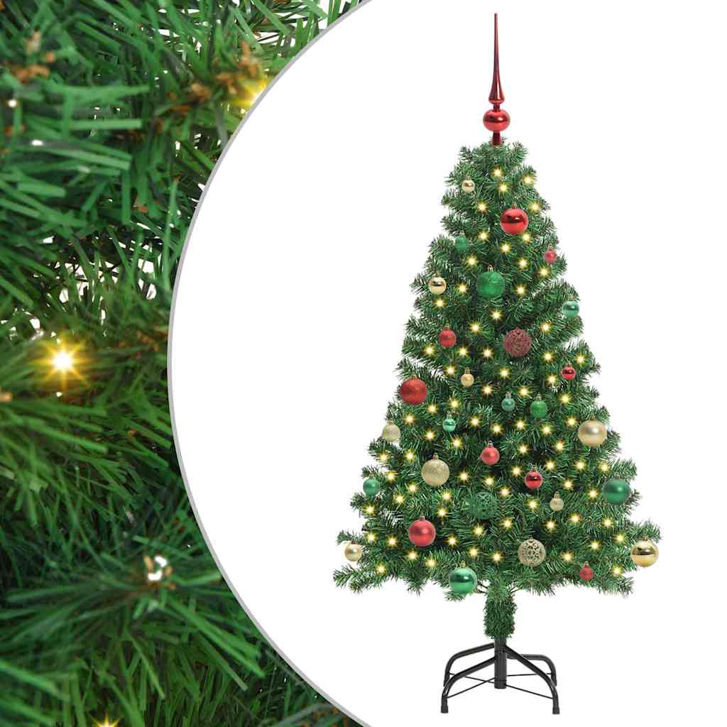 Kunstig juletre med 150 LED grønn 150 cm PVC og Stål og Plast