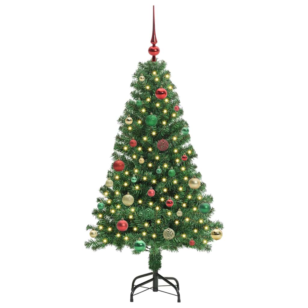 Kunstig juletre med 150 LED grønn 150 cm PVC og Stål og Plast