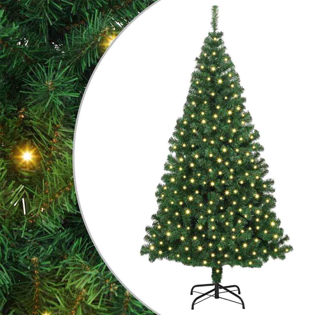 Kunstig juletre med 300 LED grønn 180 cm PVC og Stål og Plast