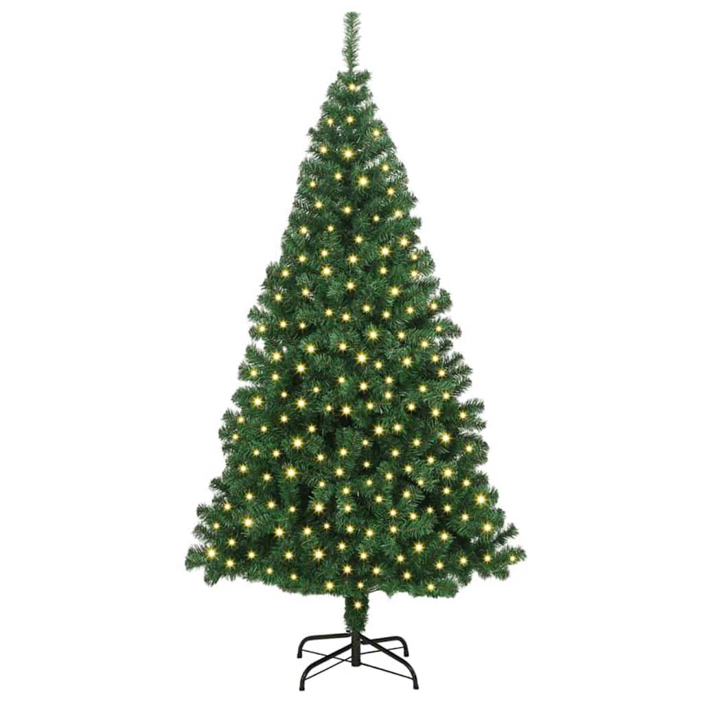 Kunstig juletre med 300 LED grønn 180 cm PVC og Stål og Plast