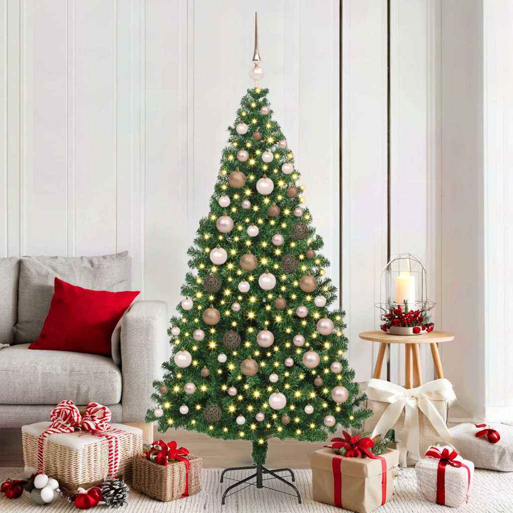 Kunstig juletre med 300 LED grønn 180 cm PVC og Stål og Plast
