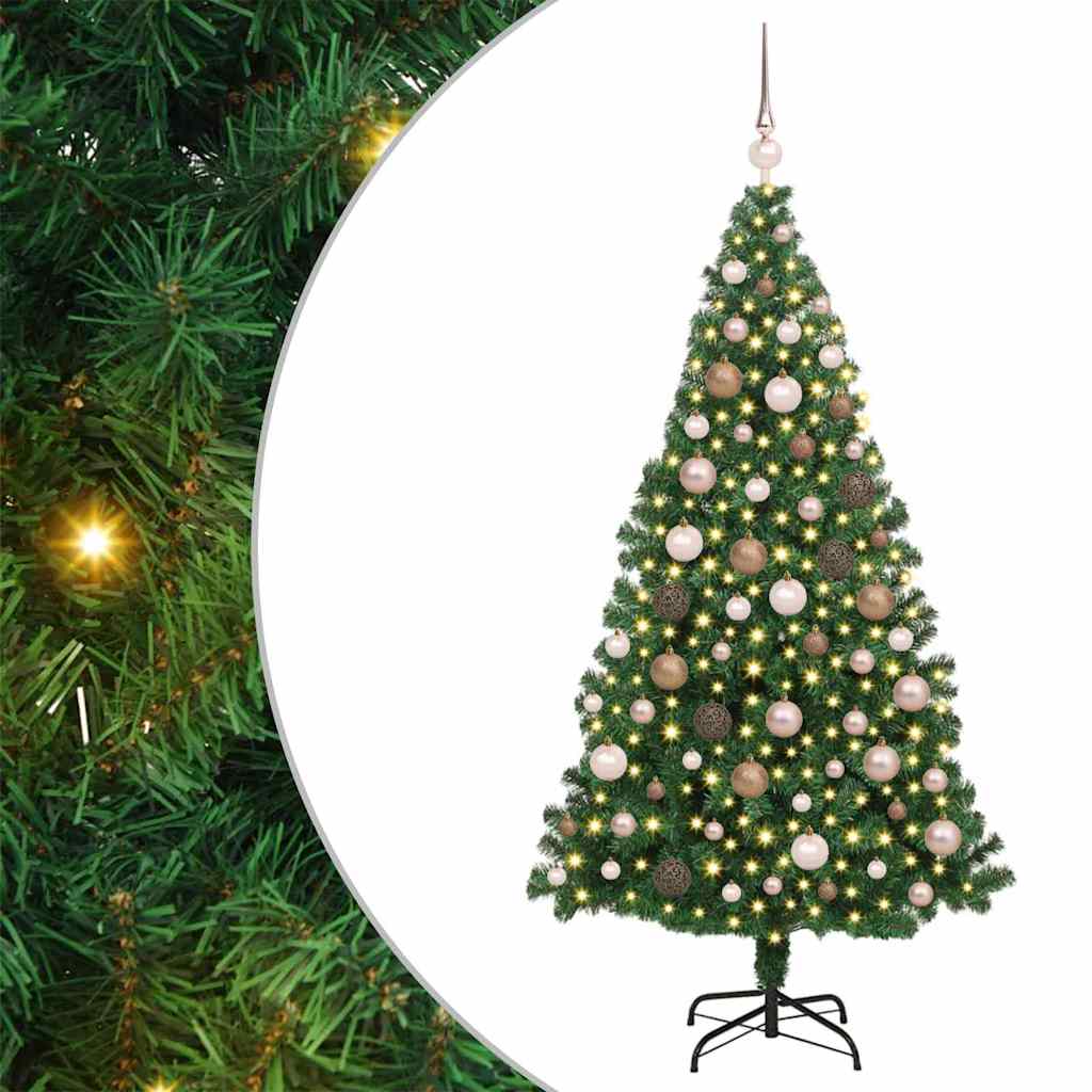Kunstig juletre med 300 LED grønn 180 cm PVC og Stål og Plast
