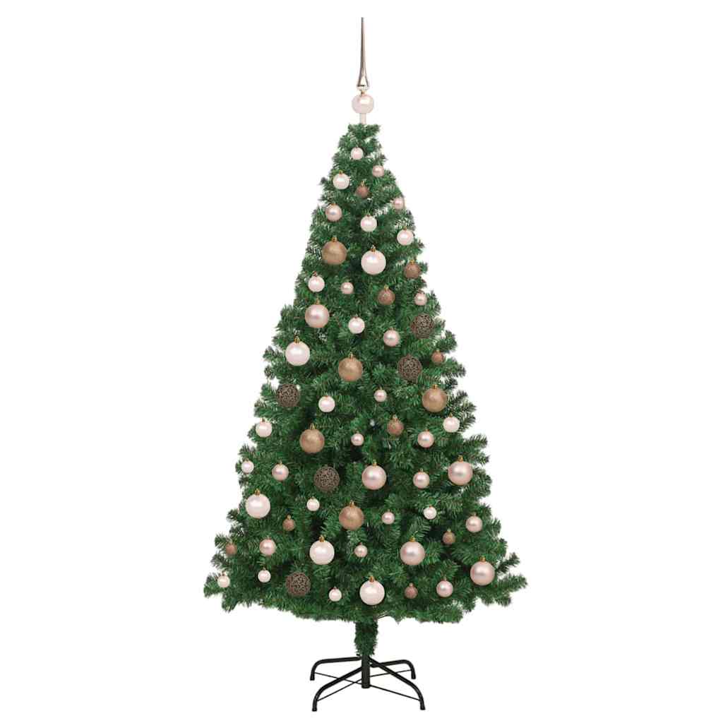 Kunstig juletre med 300 LED grønn 180 cm PVC og Stål og Plast