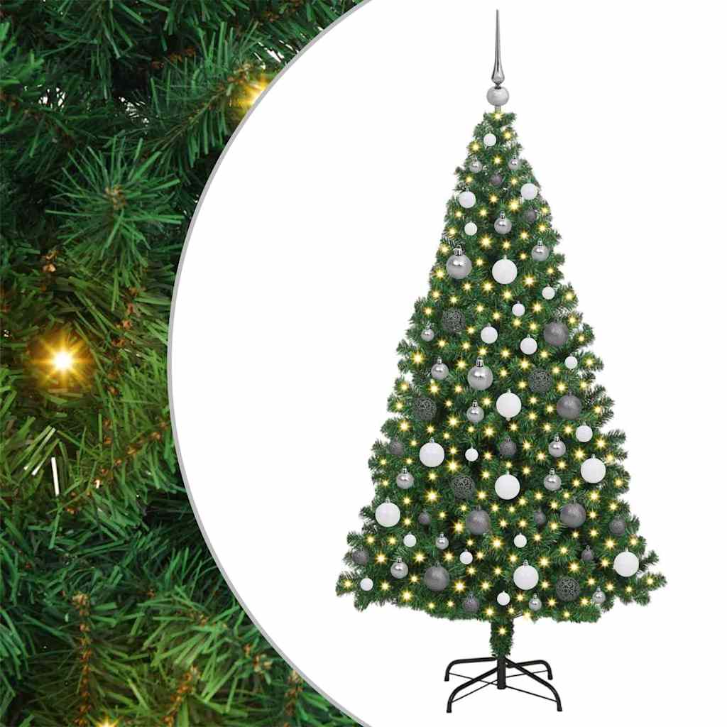 Kunstig juletre med 300 LED grønn 180 cm PVC og Stål og Plast