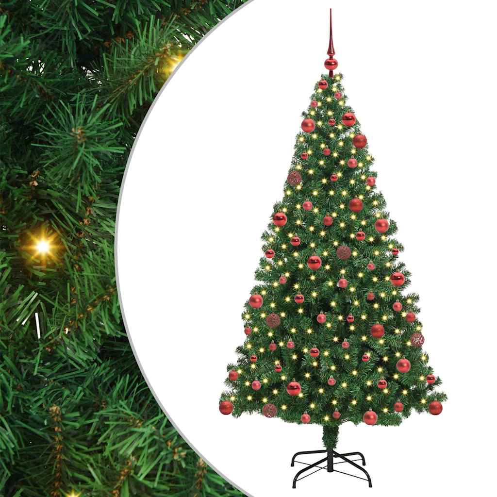 Kunstig juletre med 300 LED grønn 180 cm PVC og Stål og Plast