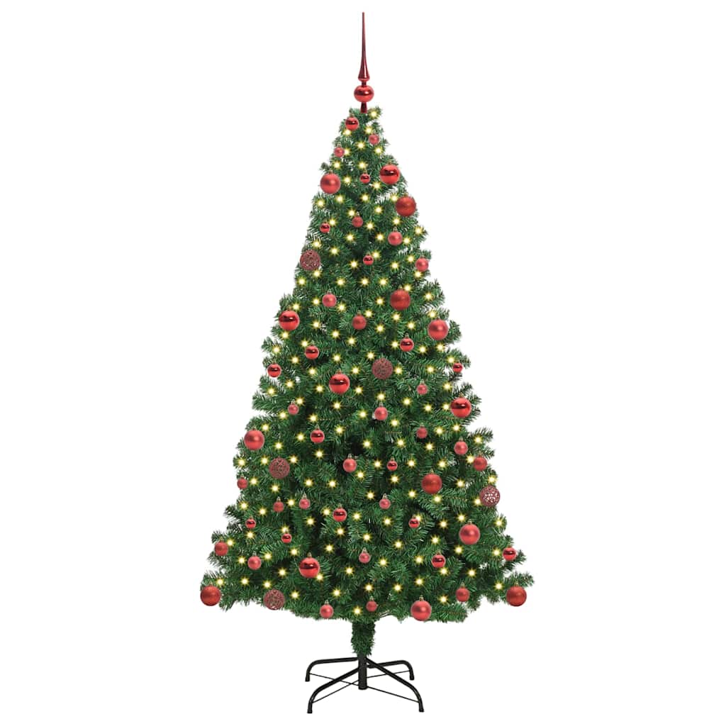 Kunstig juletre med 300 LED grønn 180 cm PVC og Stål og Plast
