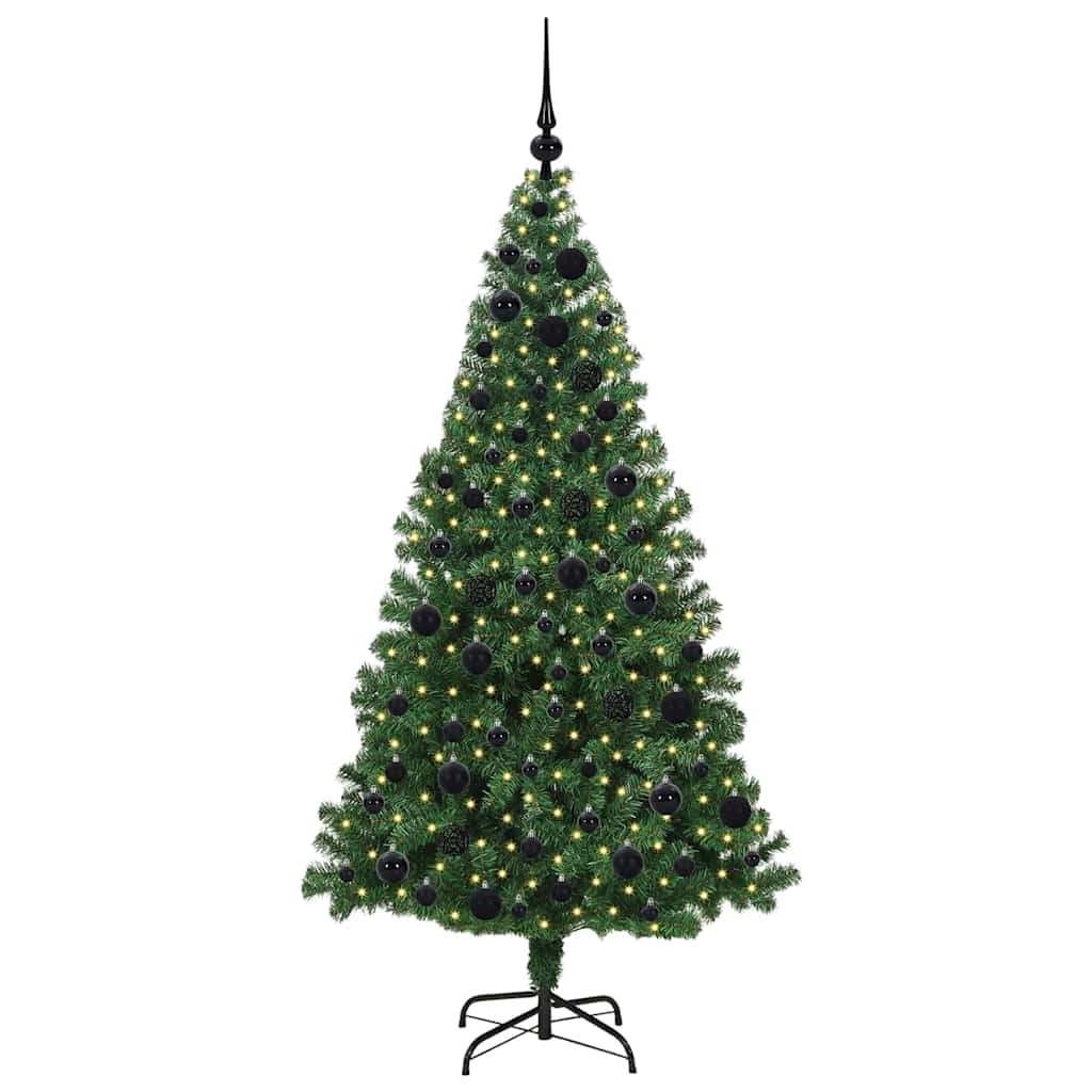 Kunstig juletre med 300 LED grønn 180 cm PVC og Stål og Plast