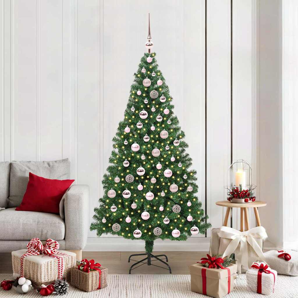 Kunstig juletre med 300 LED grønn 180 cm PVC og Stål og Plast