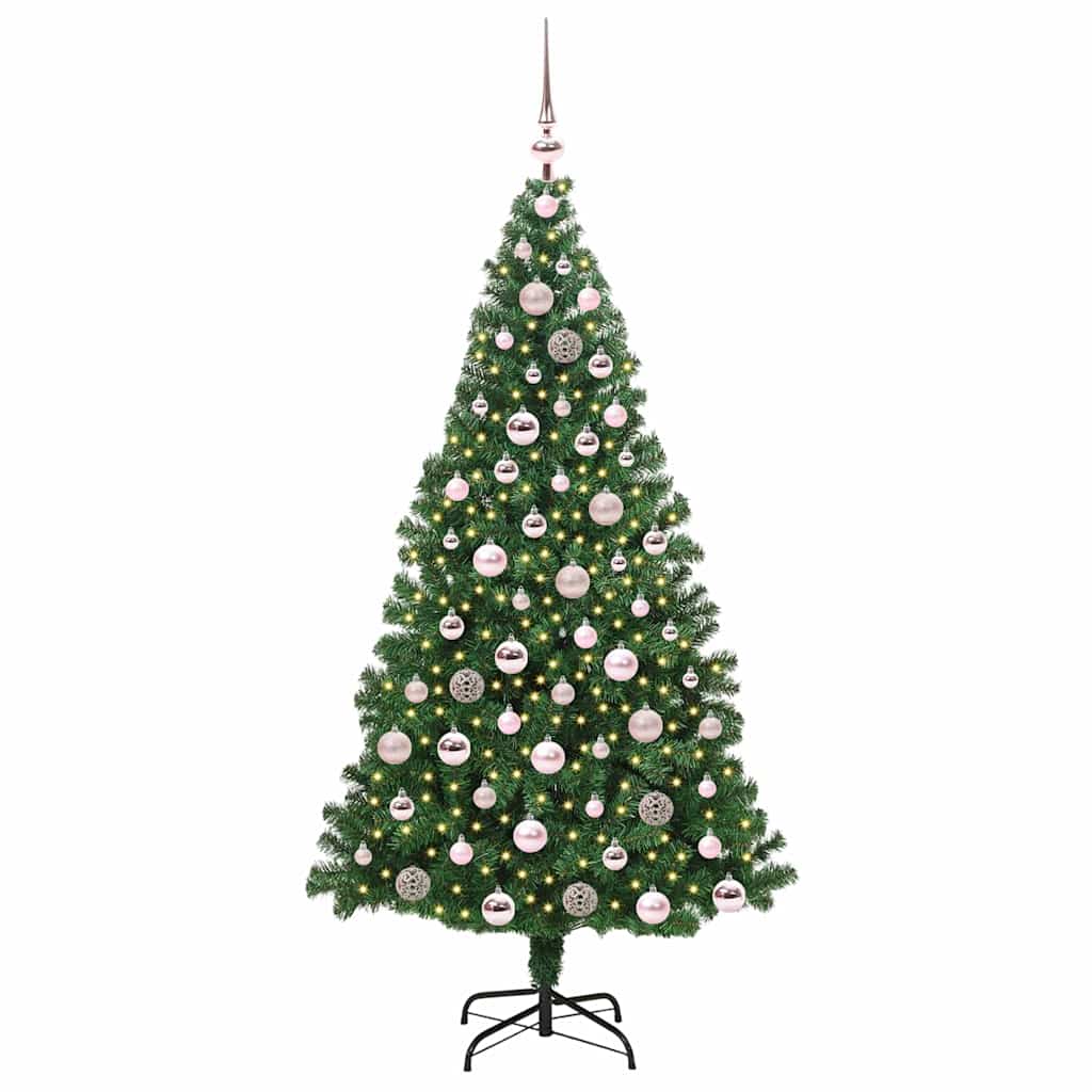 Kunstig juletre med 300 LED grønn 180 cm PVC og Stål og Plast