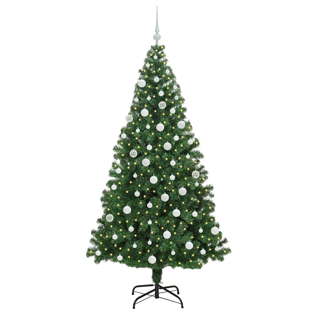 Kunstig juletre med 300 LED grønn 180 cm PVC og Stål og Plast